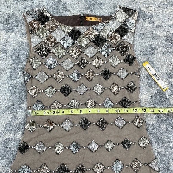 NWT Alice + Olivia Vista Beaded Dress Retro Flapper Sparkle Mini Sz 0 - Picture 7 of 17
